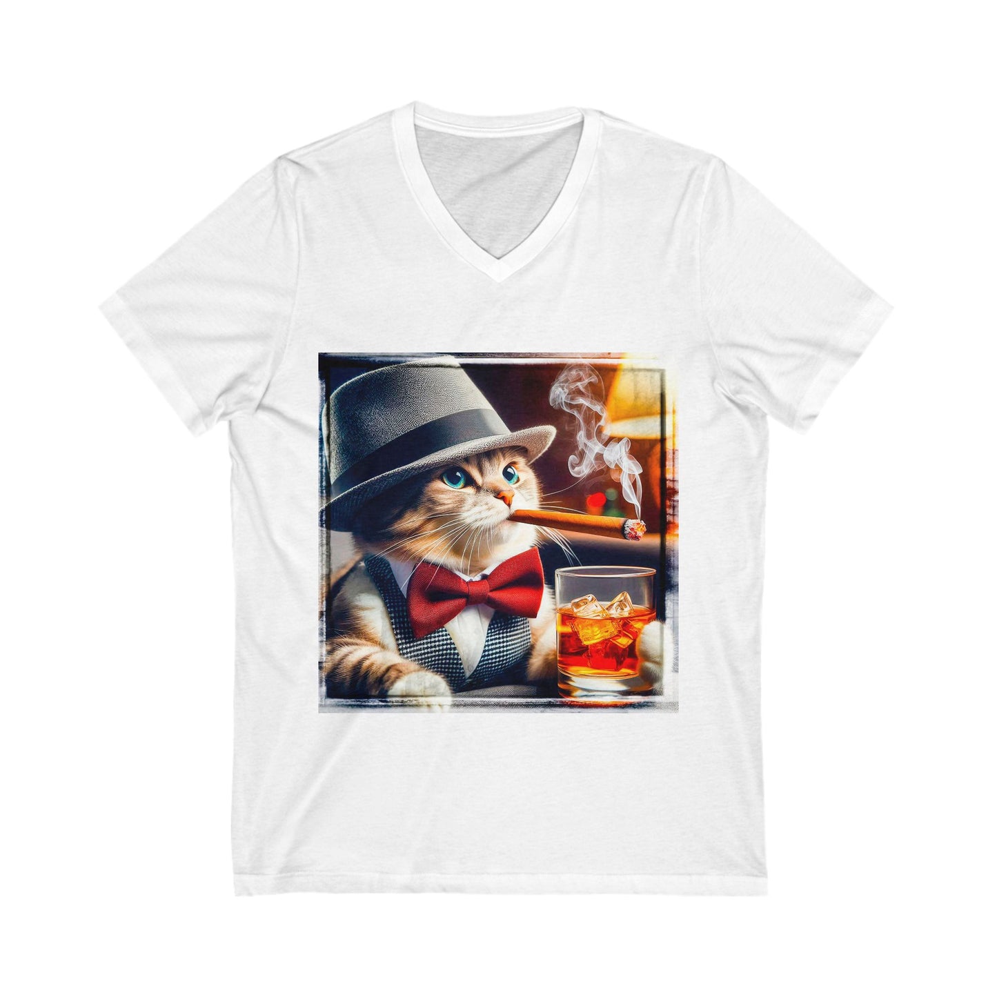 Domestic Cat whiskey and cigars  V-Neck Tee