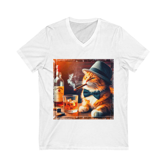 Domestic Cat bar drinking  V-Neck Tee