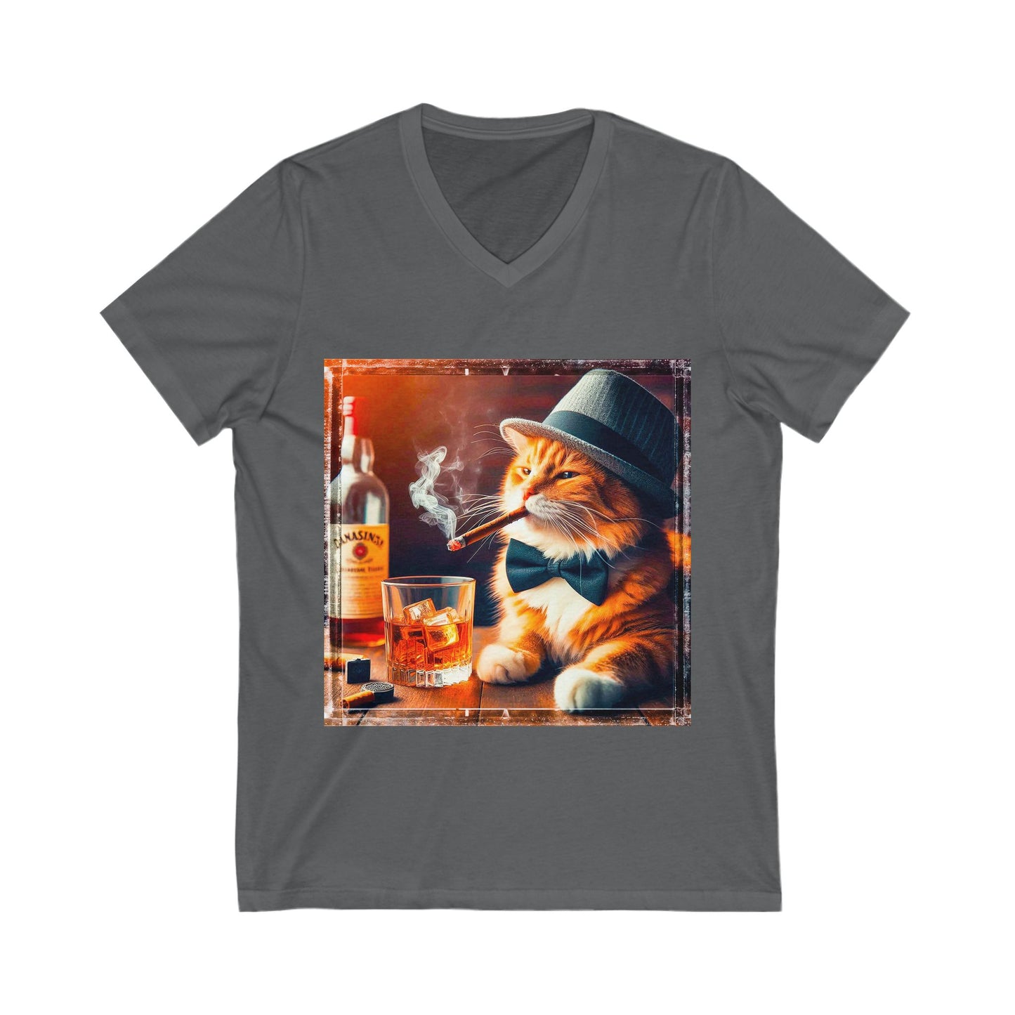 Domestic Cat bar drinking  V-Neck Tee