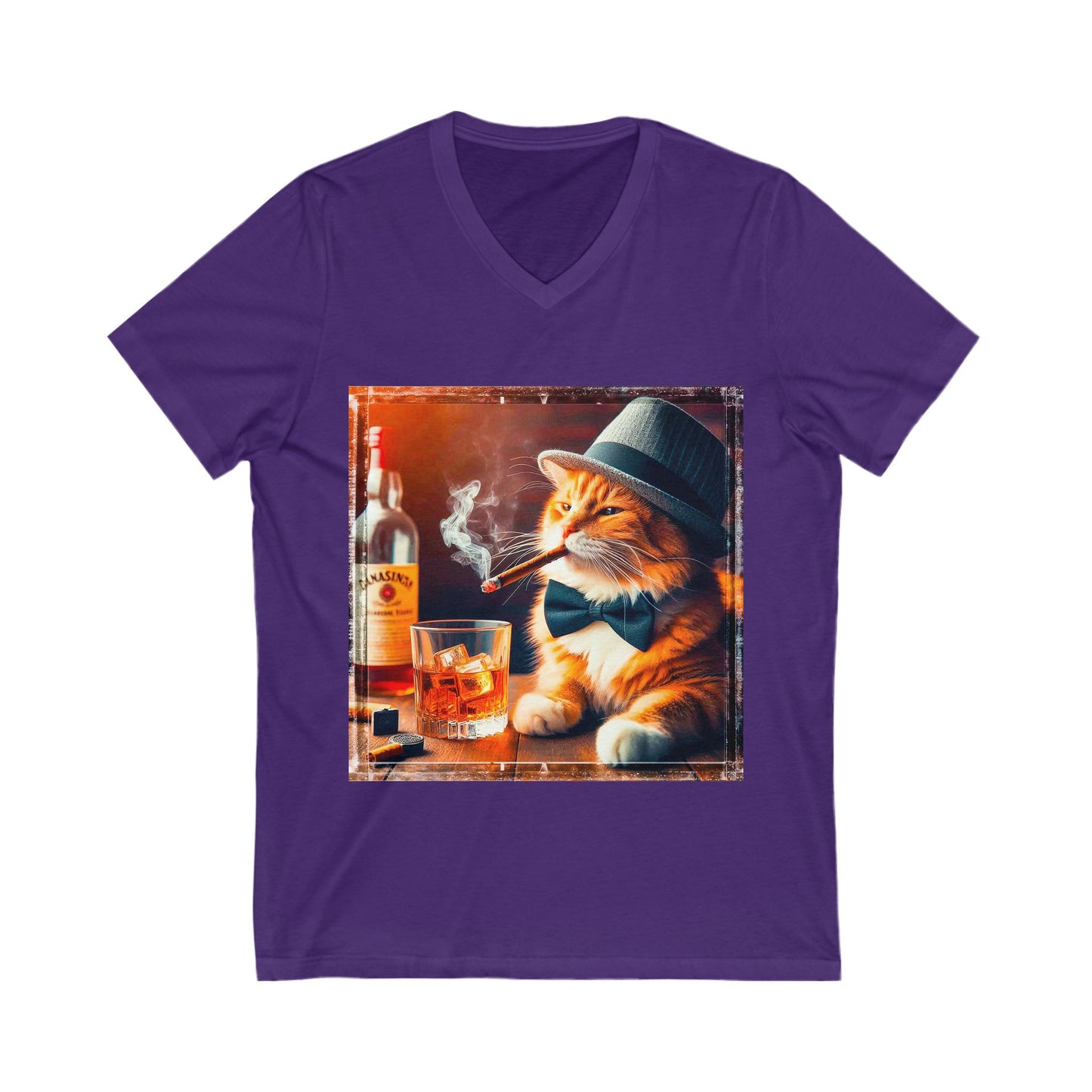 Domestic Cat bar drinking  V-Neck Tee