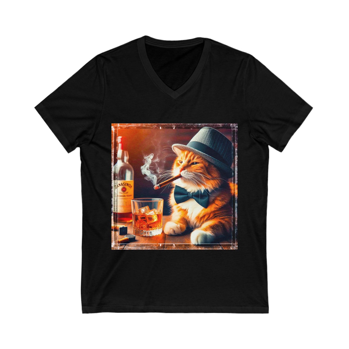 Domestic Cat bar drinking  V-Neck Tee