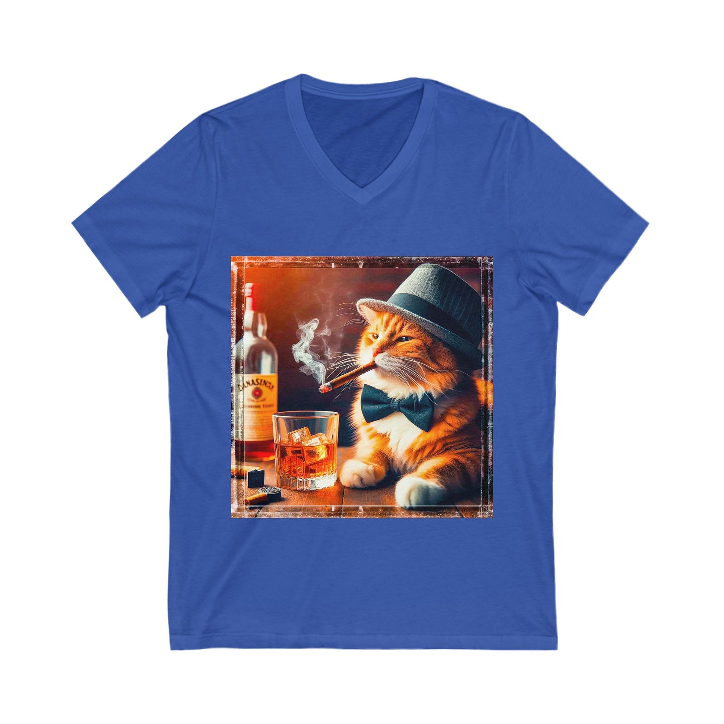 Domestic Cat bar drinking  V-Neck Tee