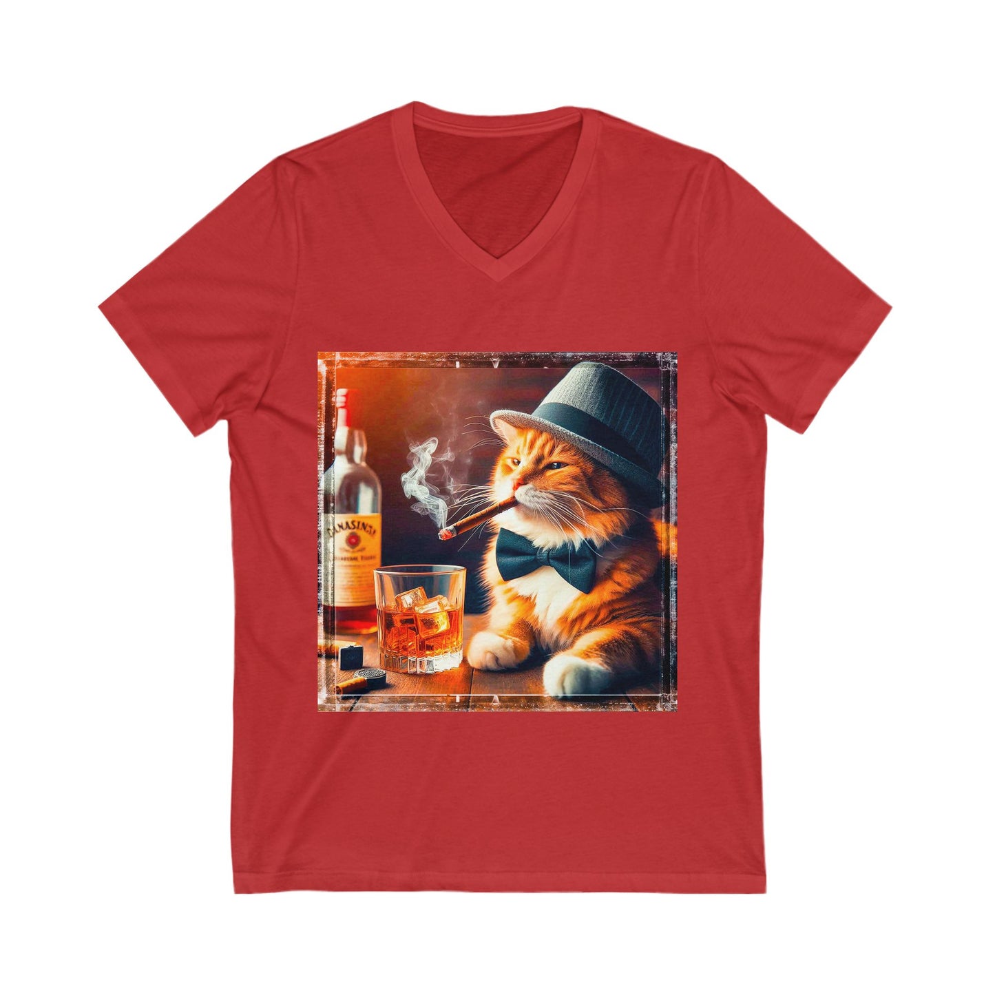 Domestic Cat bar drinking  V-Neck Tee