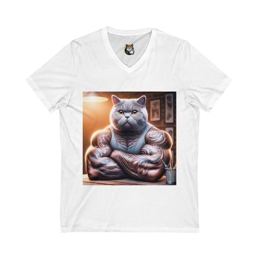 British Shorthair personal trainer Jersey Short Sleeve V-Neck Tee