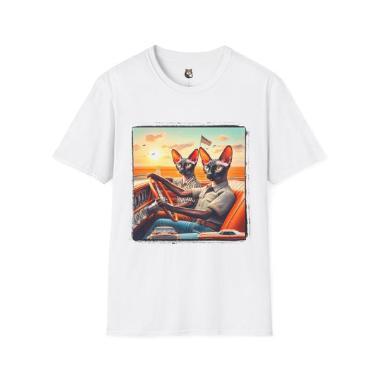 Wacky Cornish Rex Cat couple driving  T-Shirt