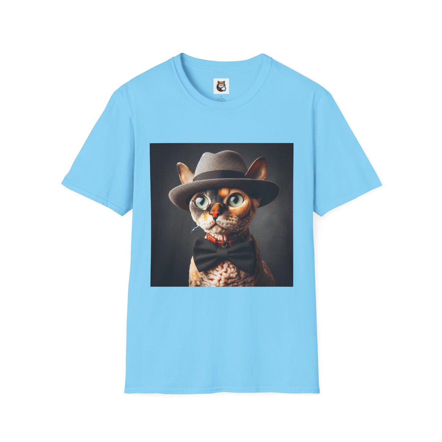 Devon Rex Cat hat and tie Softstyle T-Shirt