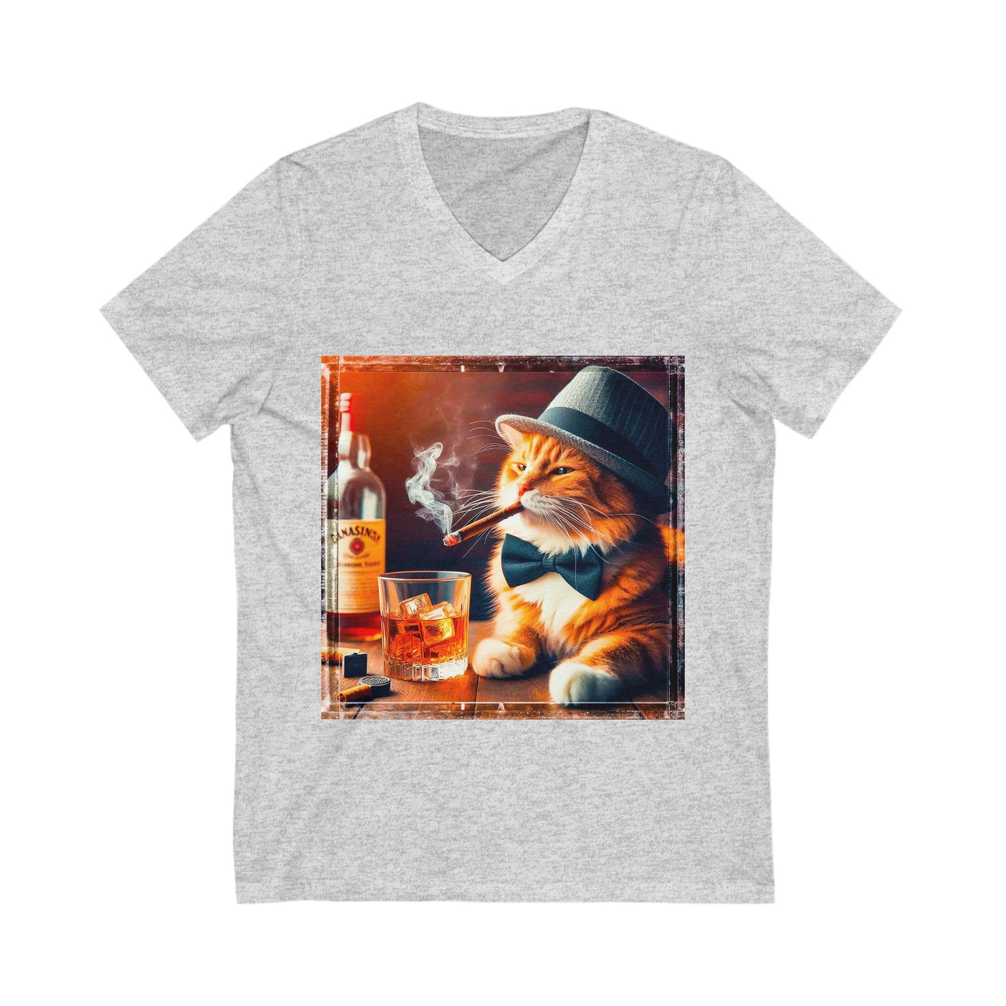 Domestic Cat bar drinking  V-Neck Tee