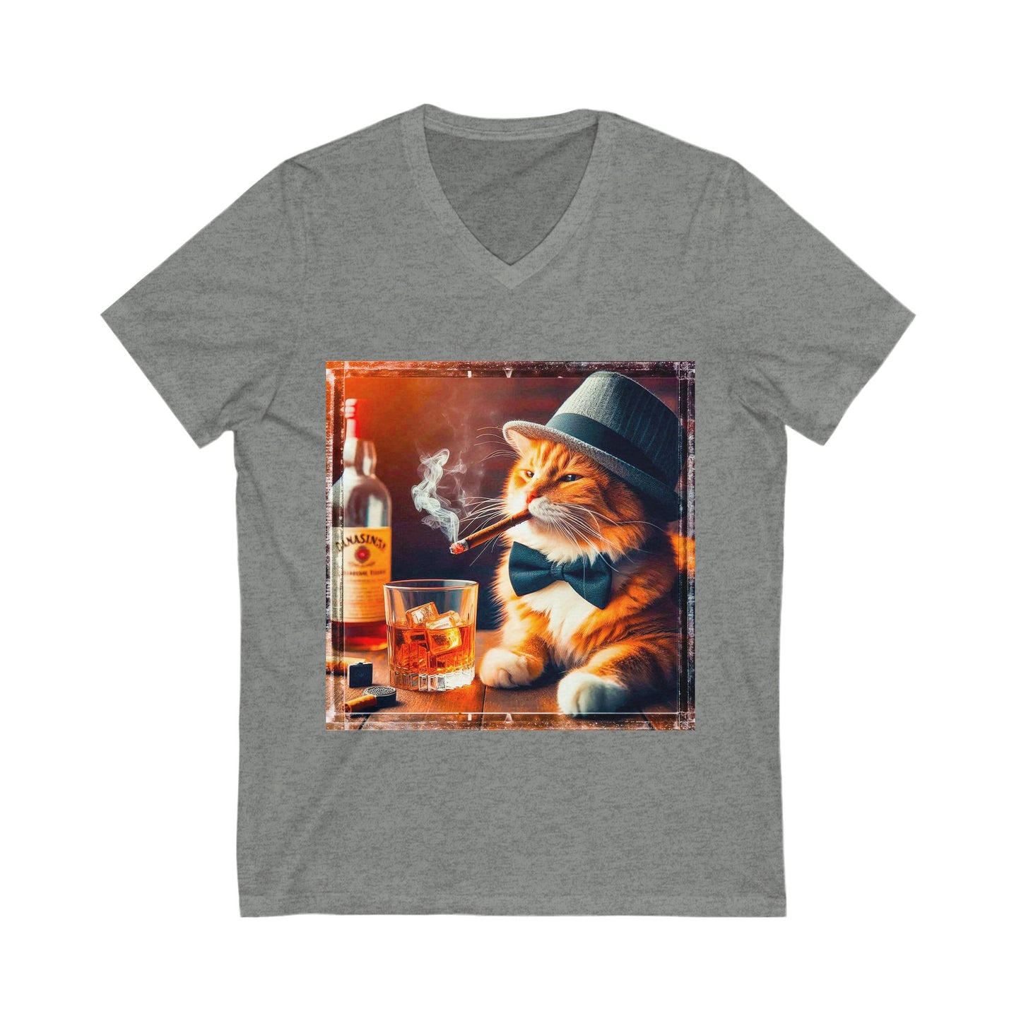 Domestic Cat bar drinking  V-Neck Tee