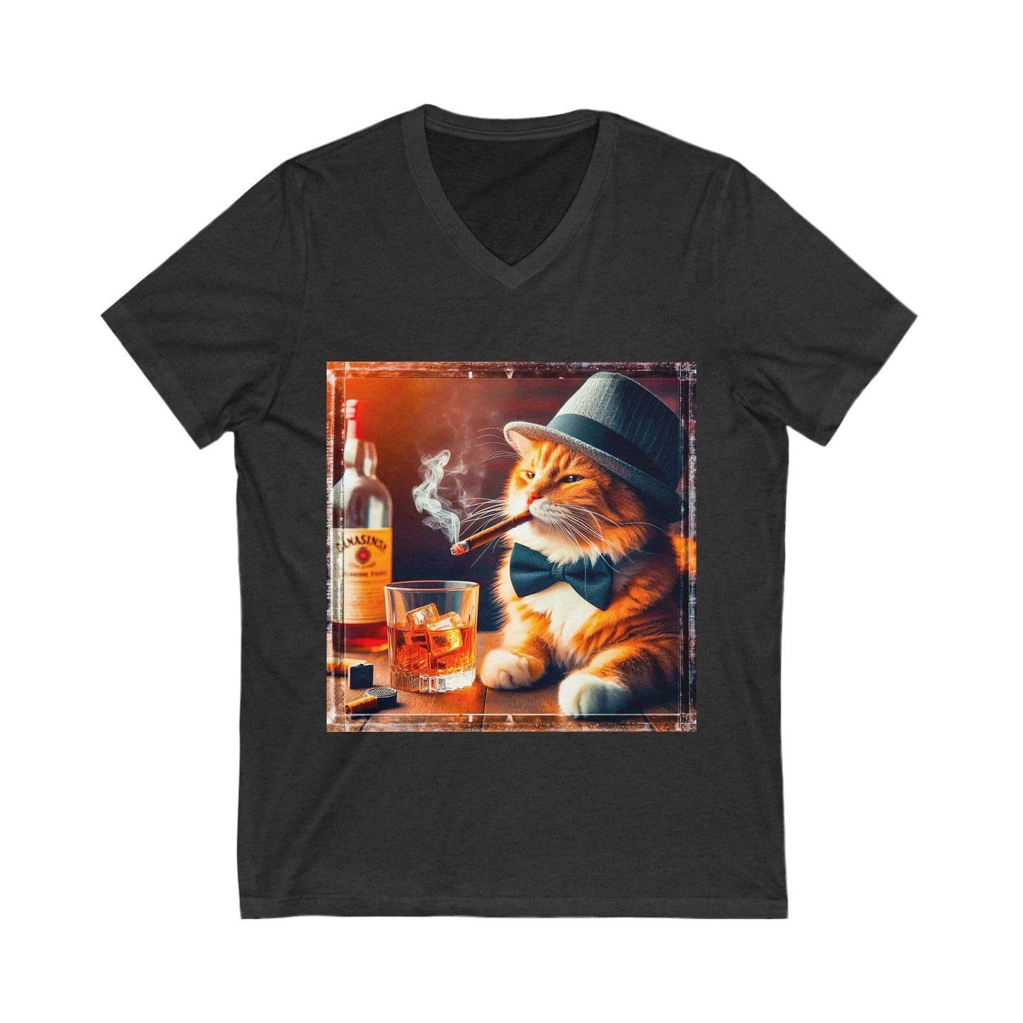 Domestic Cat bar drinking  V-Neck Tee