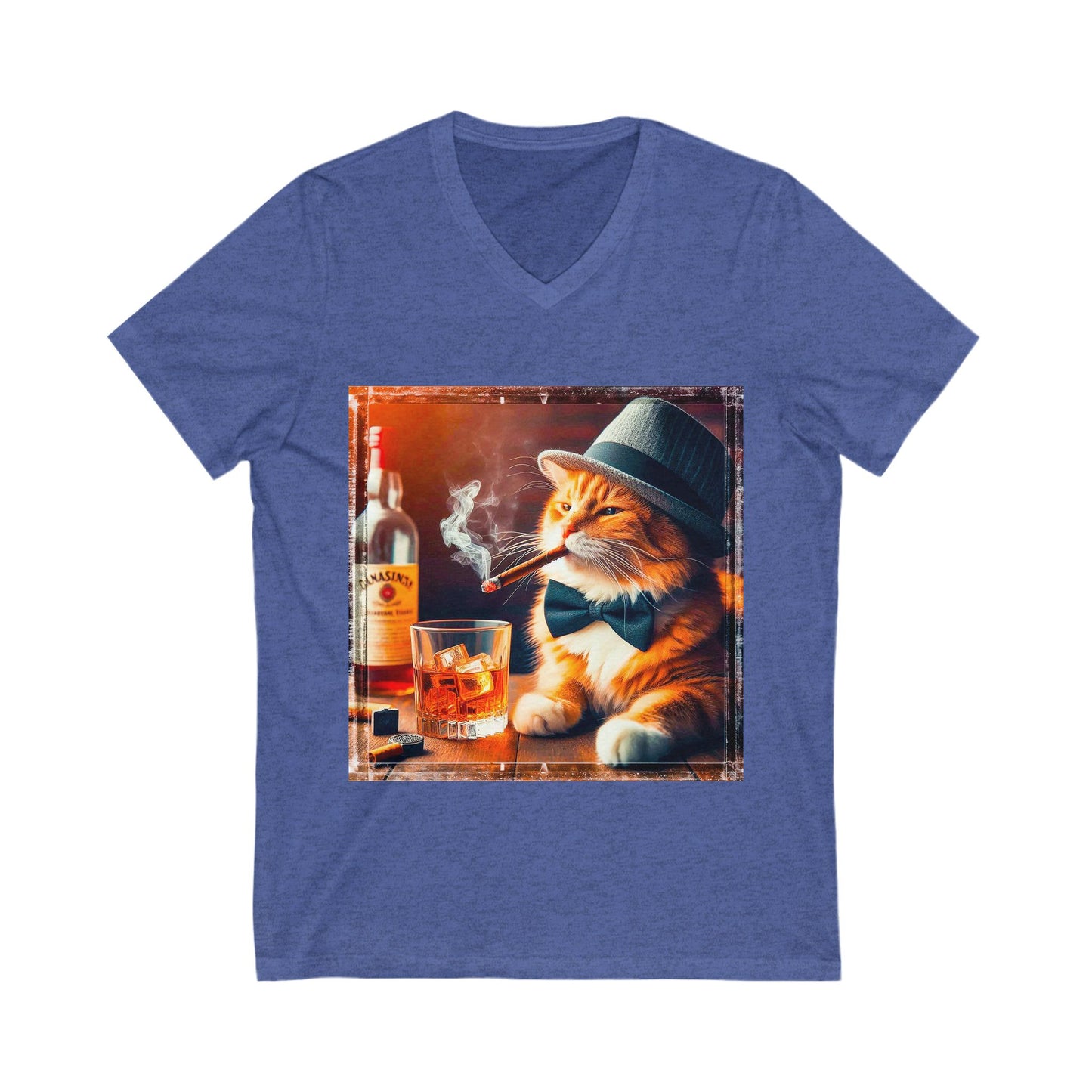 Domestic Cat bar drinking  V-Neck Tee