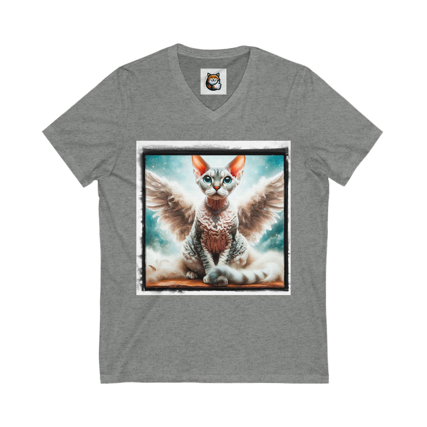 Devon Rex Cat Unisex Jersey Short Sleeve V-Neck Tee