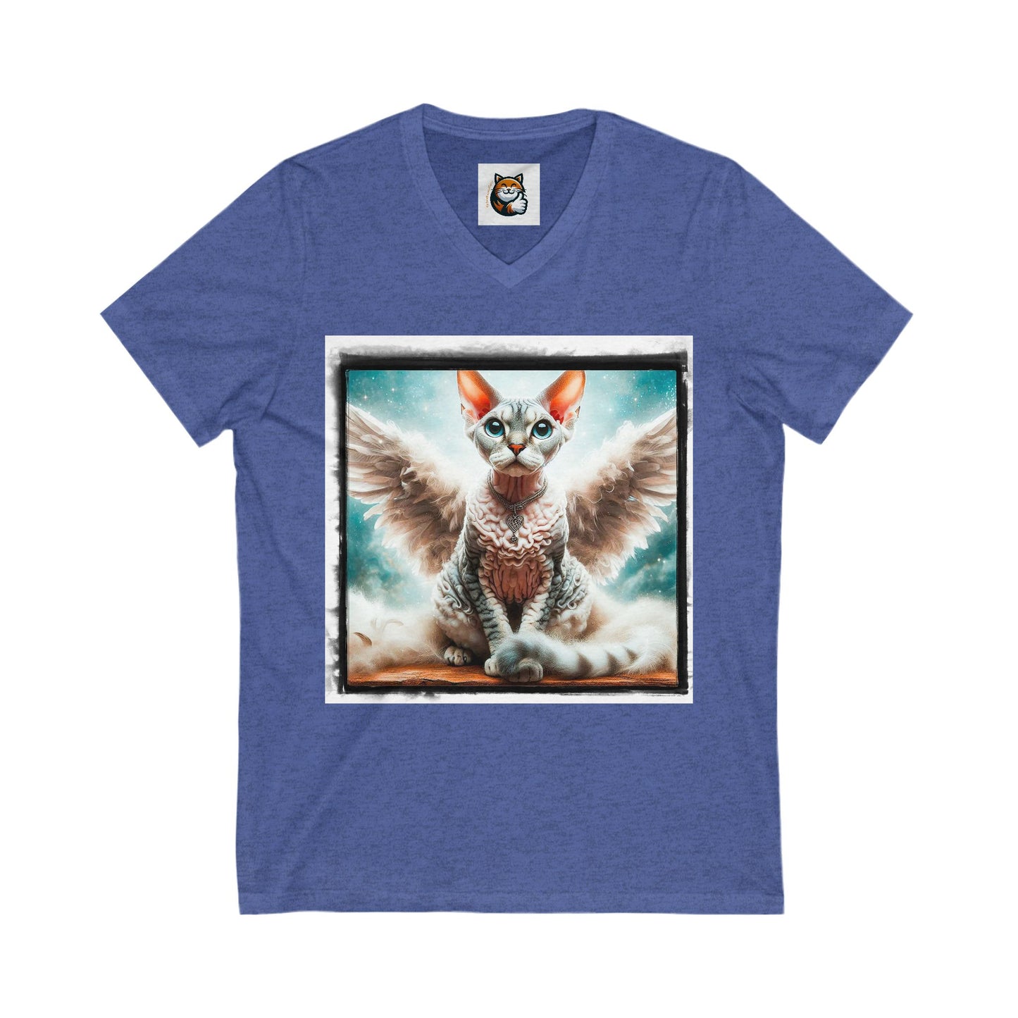 Devon Rex Cat Unisex Jersey Short Sleeve V-Neck Tee