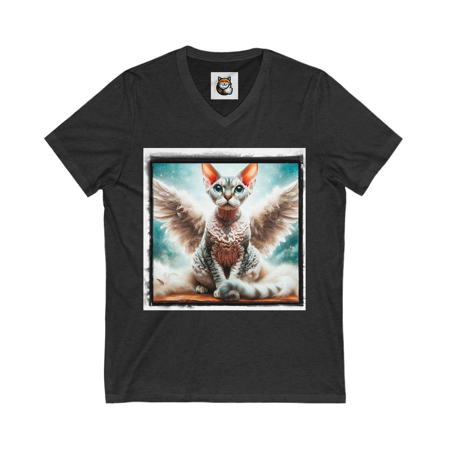 Devon Rex Cat Unisex Jersey Short Sleeve V-Neck Tee