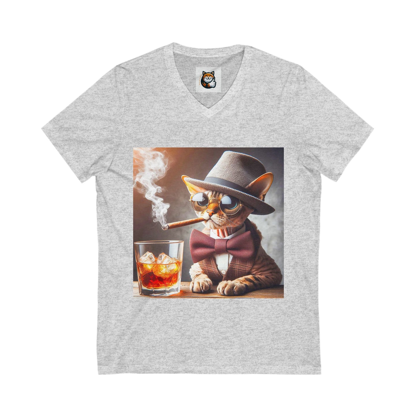 Devon Rex smoking cigar Jersey Short Sleeve V-Neck Tee