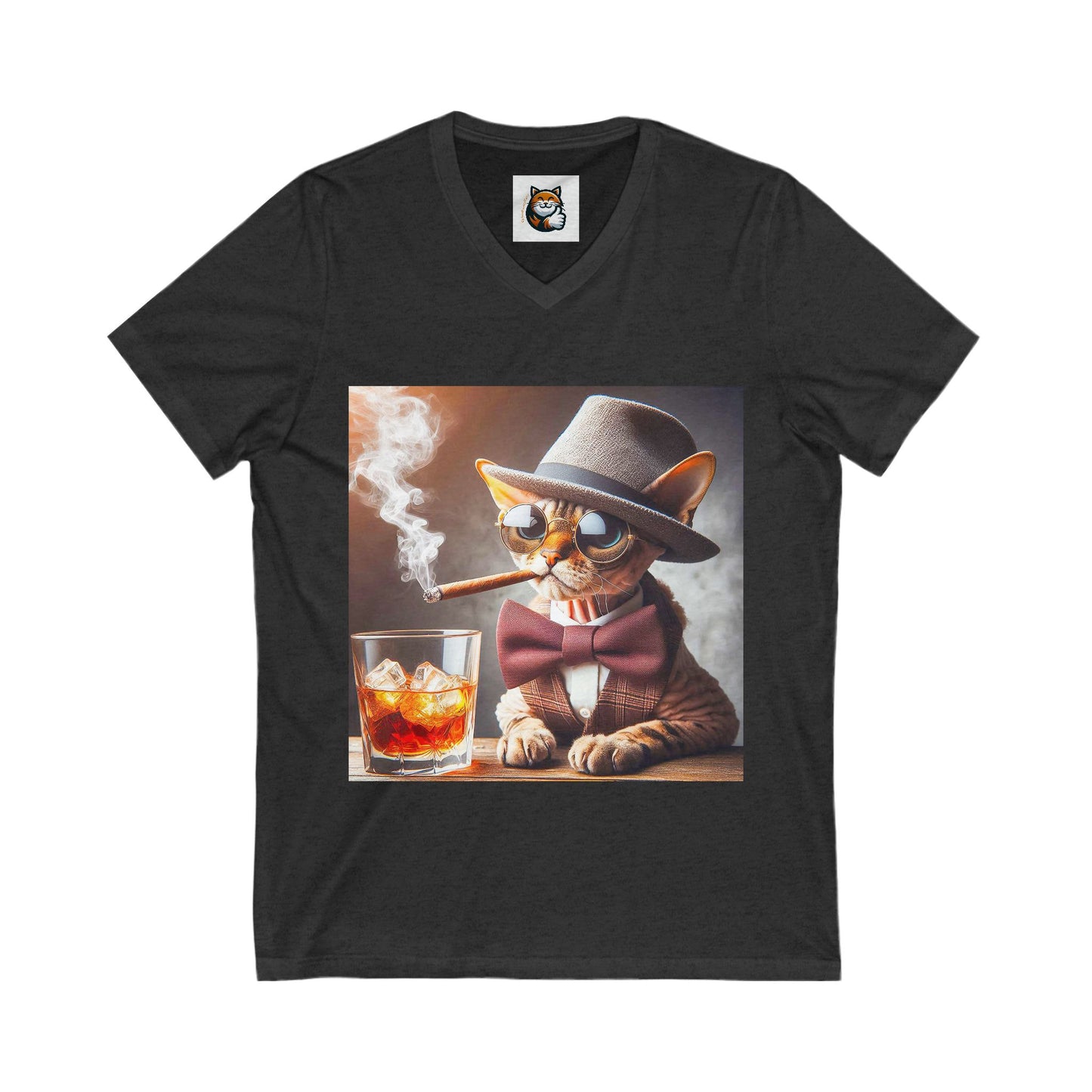 Devon Rex smoking cigar Jersey Short Sleeve V-Neck Tee