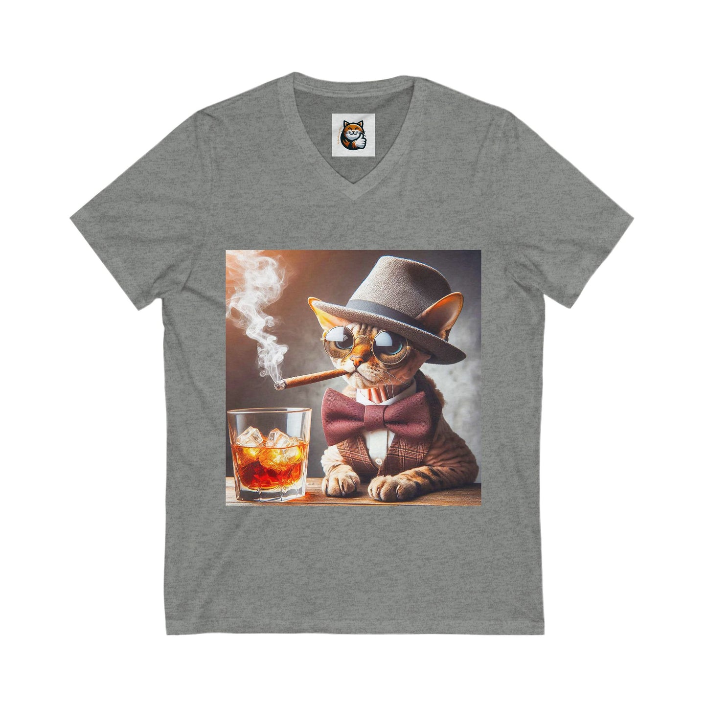 Devon Rex smoking cigar Jersey Short Sleeve V-Neck Tee