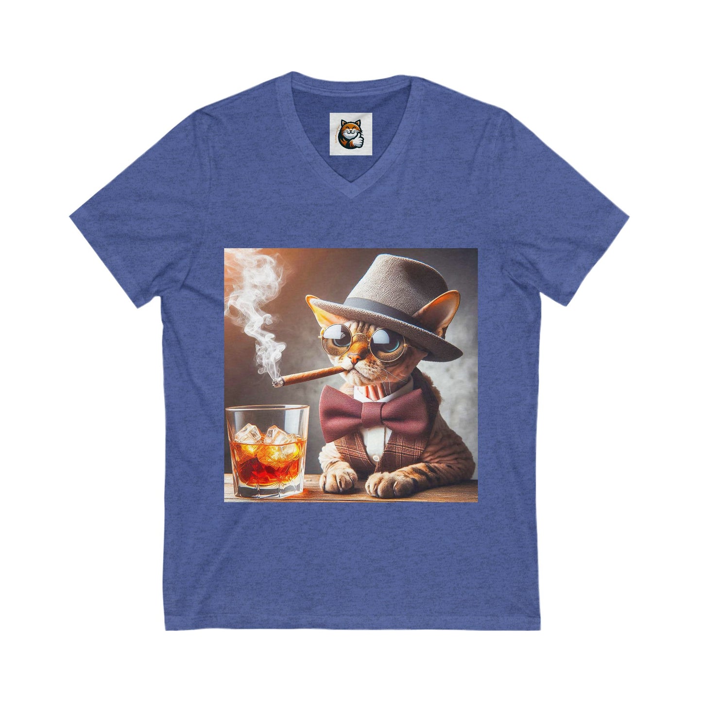 Devon Rex smoking cigar Jersey Short Sleeve V-Neck Tee
