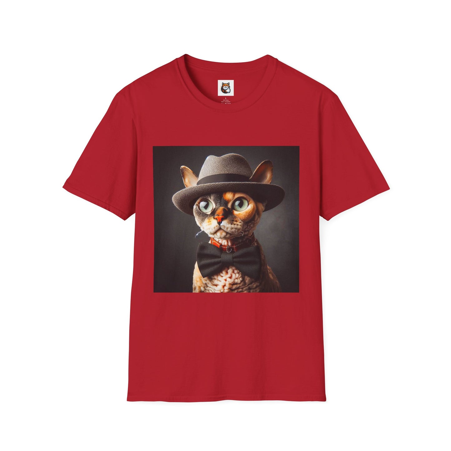 Devon Rex Cat hat and tie Softstyle T-Shirt