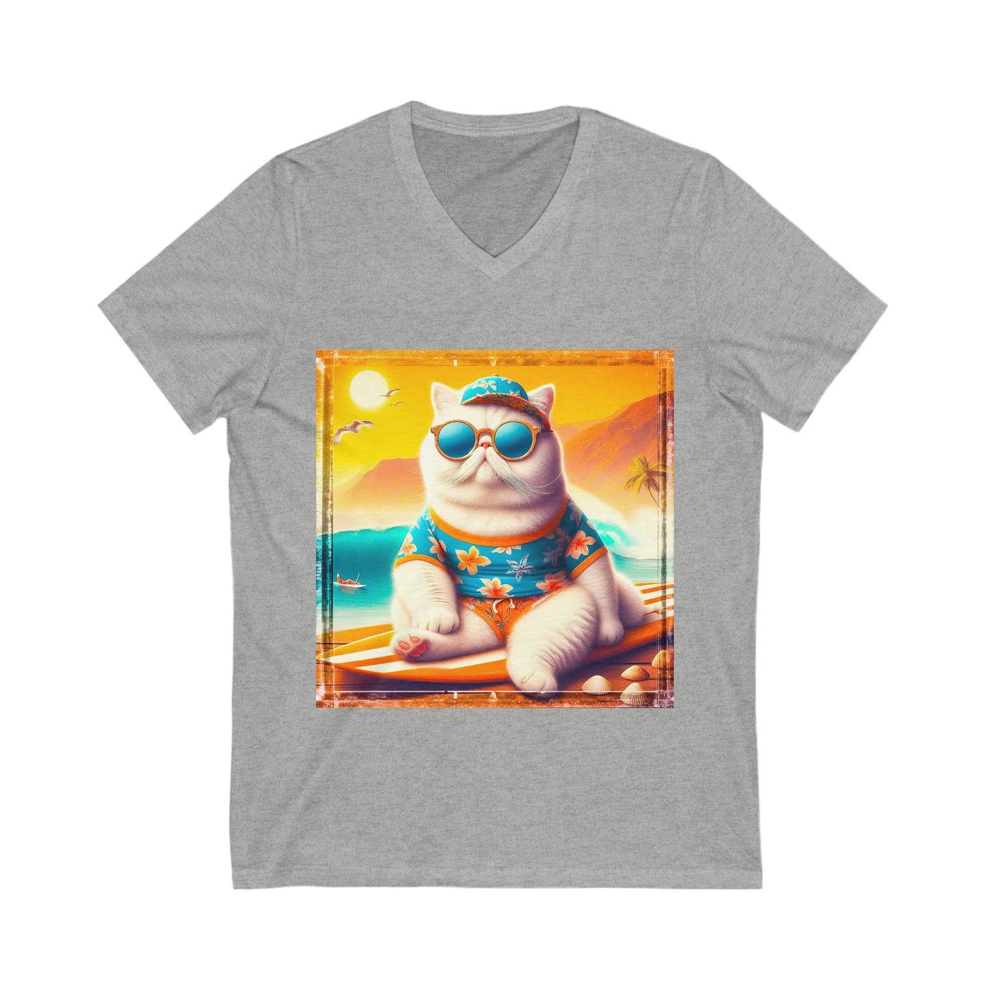 Exotic Shorthair Cat Unisex Jersey Short Sleeve V-Neck Tee