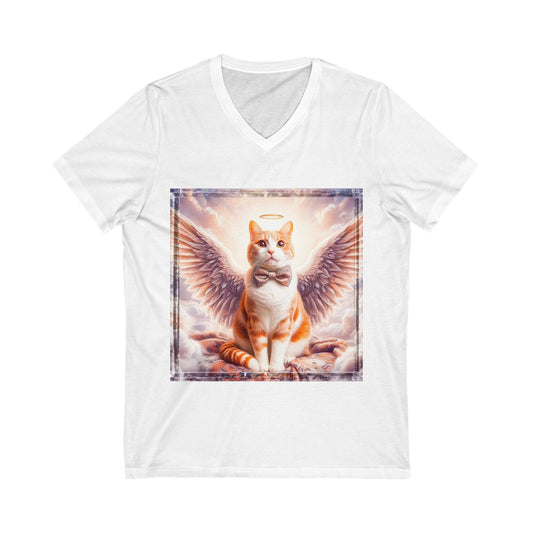 Domestic Cat heavenly Angel Short Sleeve V-Neck Tee