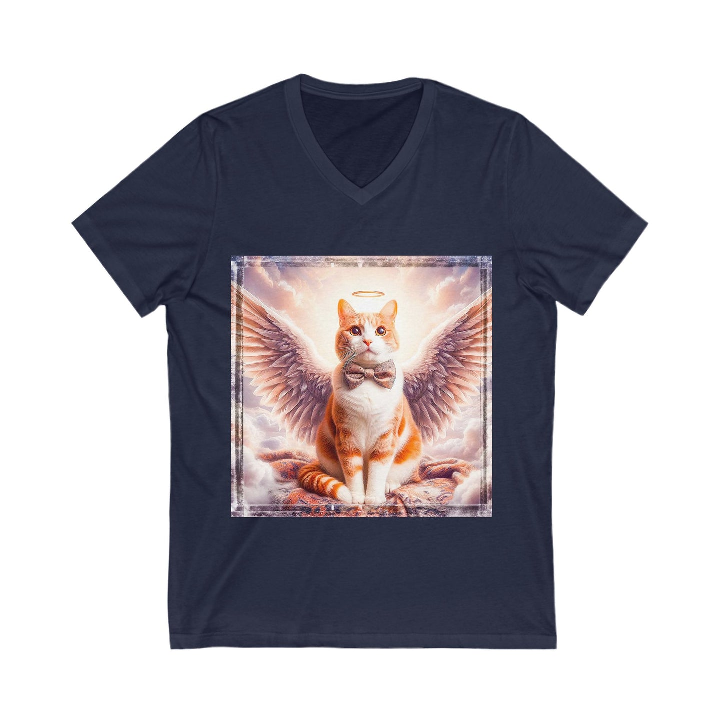 Domestic Cat heavenly Angel Short Sleeve V-Neck Tee