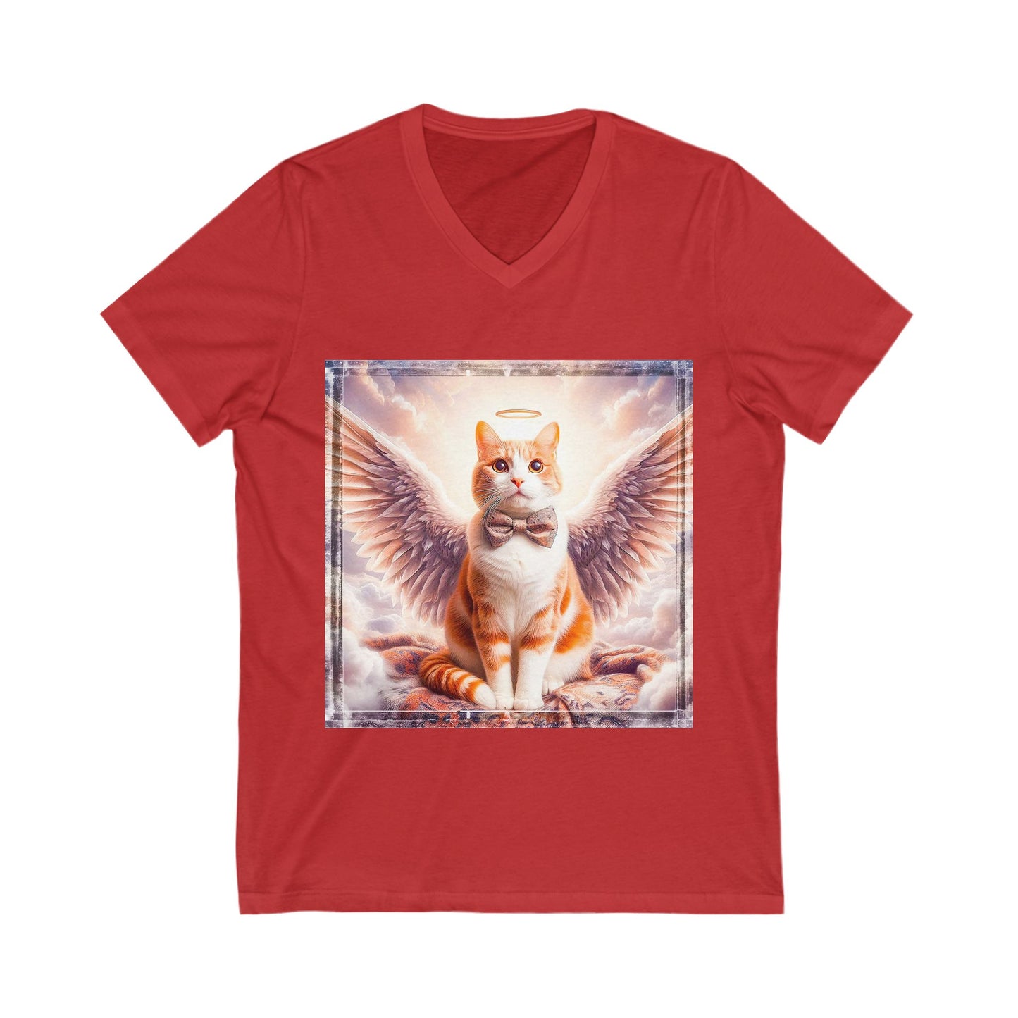 Domestic Cat heavenly Angel Short Sleeve V-Neck Tee