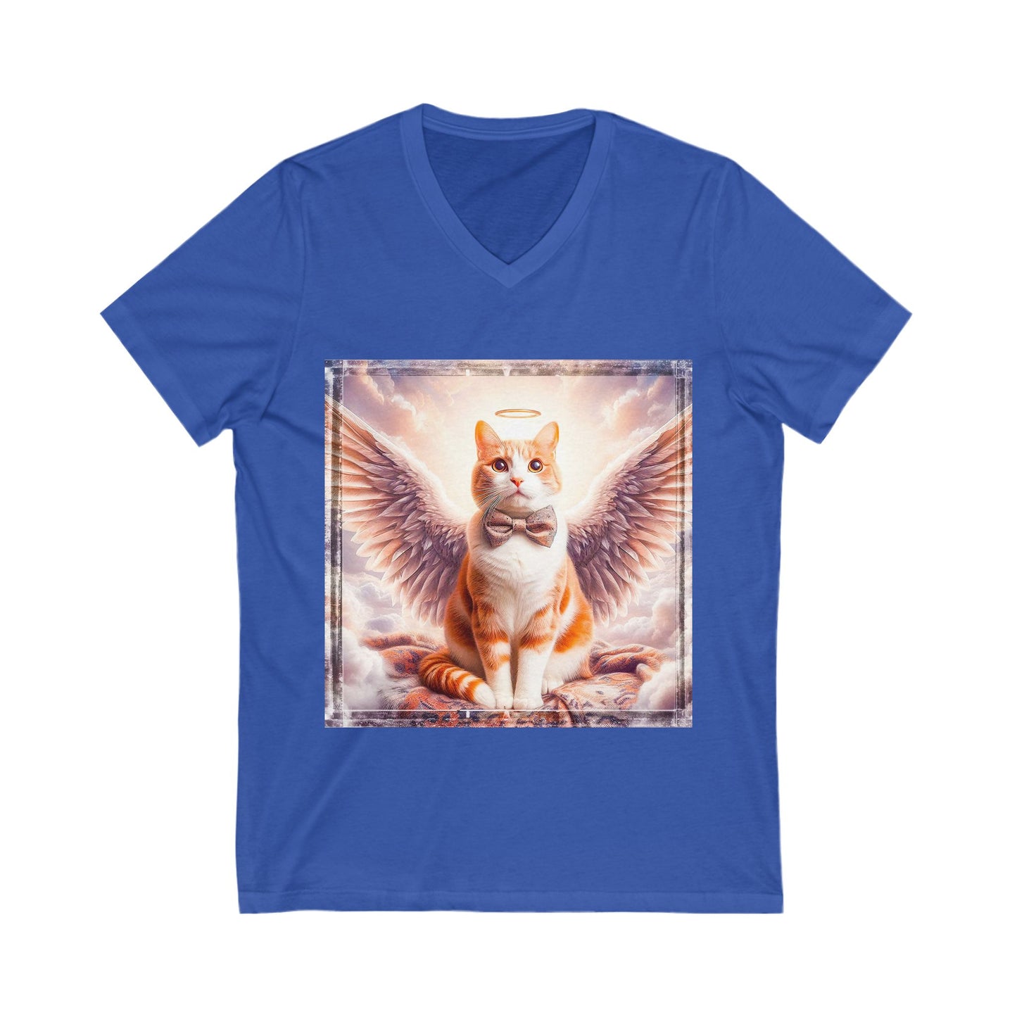 Domestic Cat heavenly Angel Short Sleeve V-Neck Tee