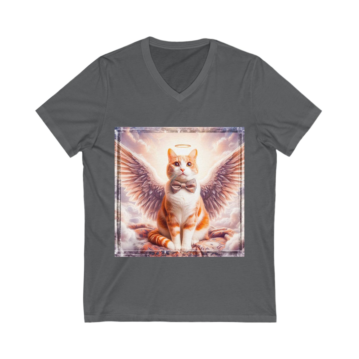 Domestic Cat heavenly Angel Short Sleeve V-Neck Tee