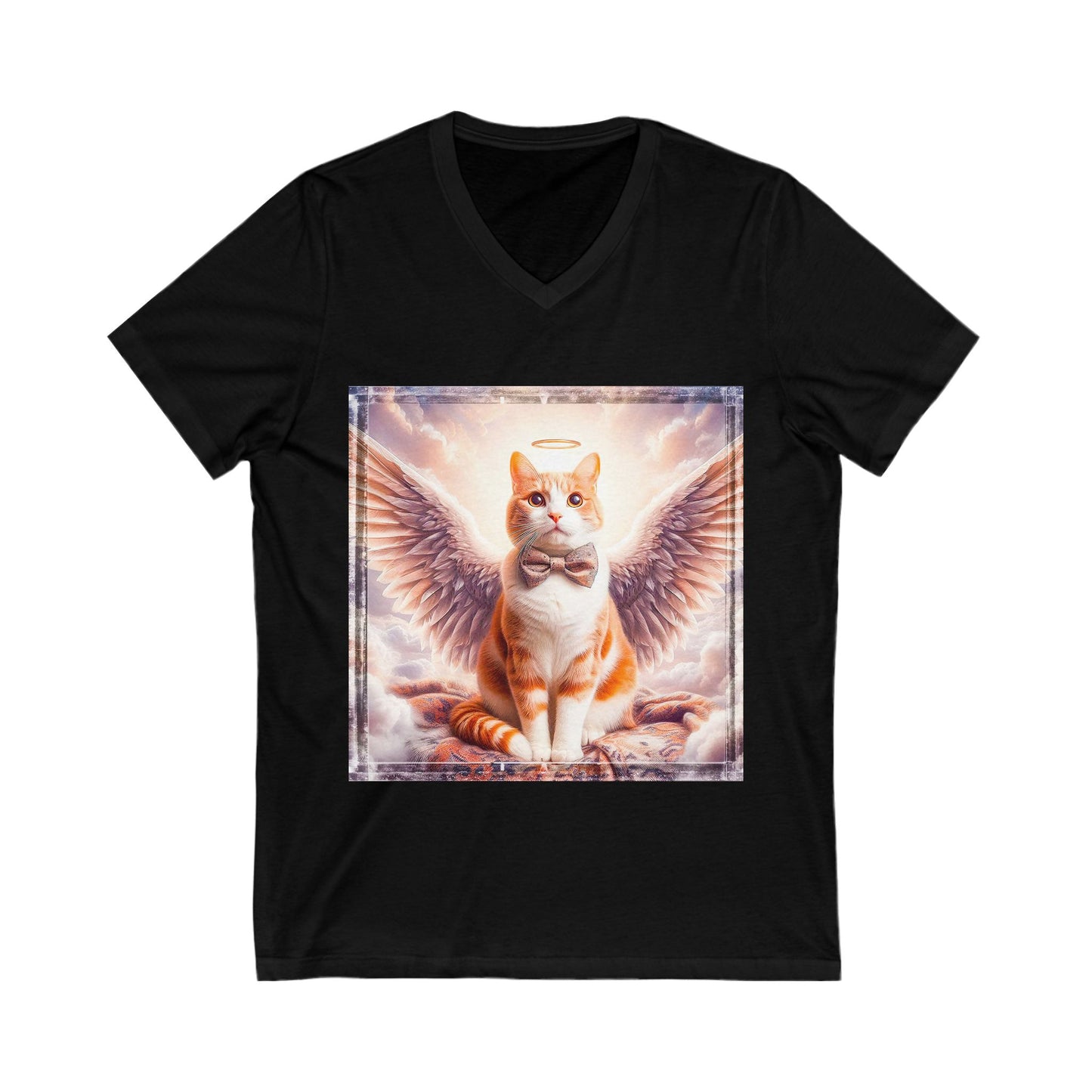 Domestic Cat heavenly Angel Short Sleeve V-Neck Tee