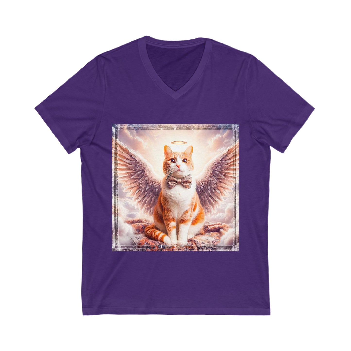 Domestic Cat heavenly Angel Short Sleeve V-Neck Tee