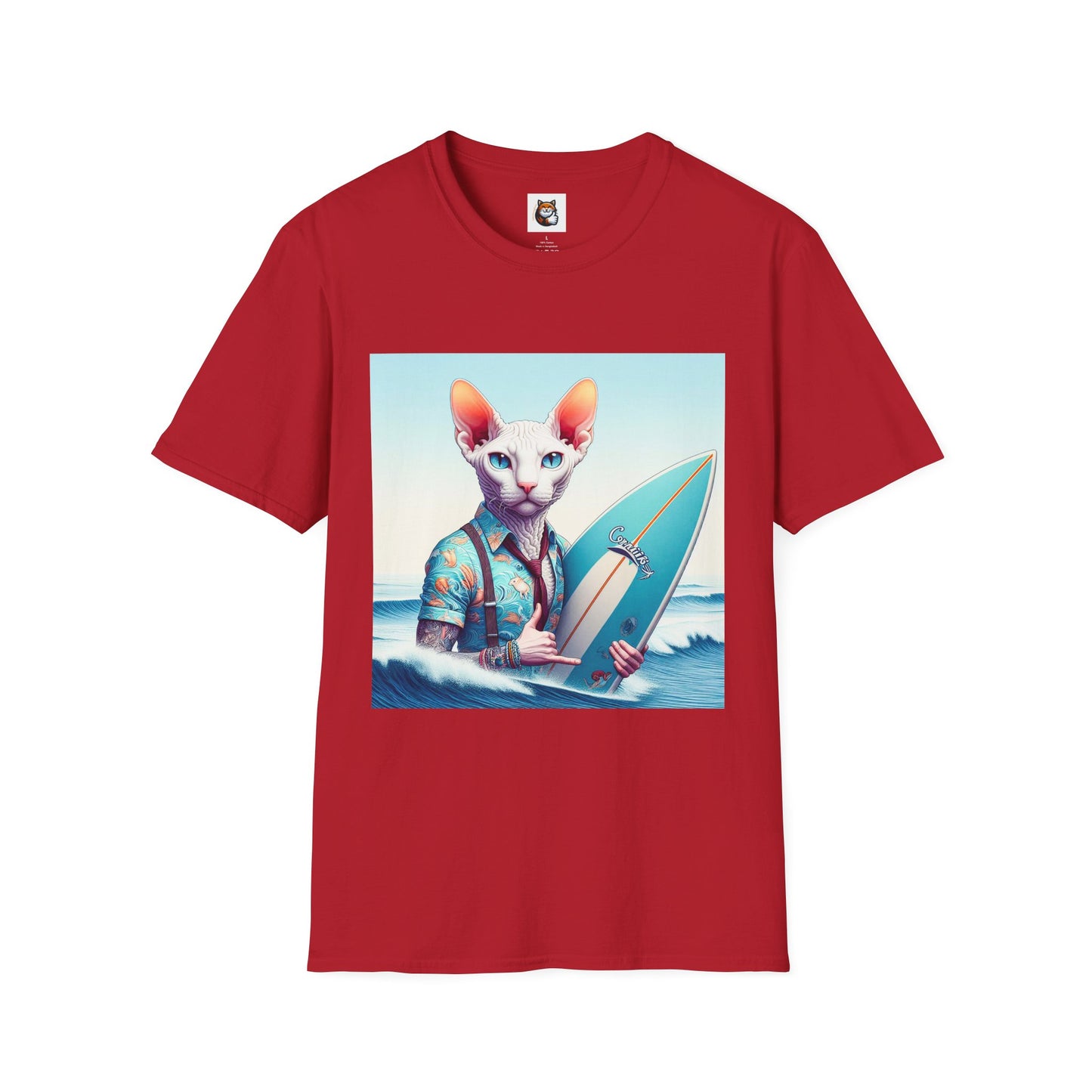Cornish Rex Cat beach surfer T-Shirt