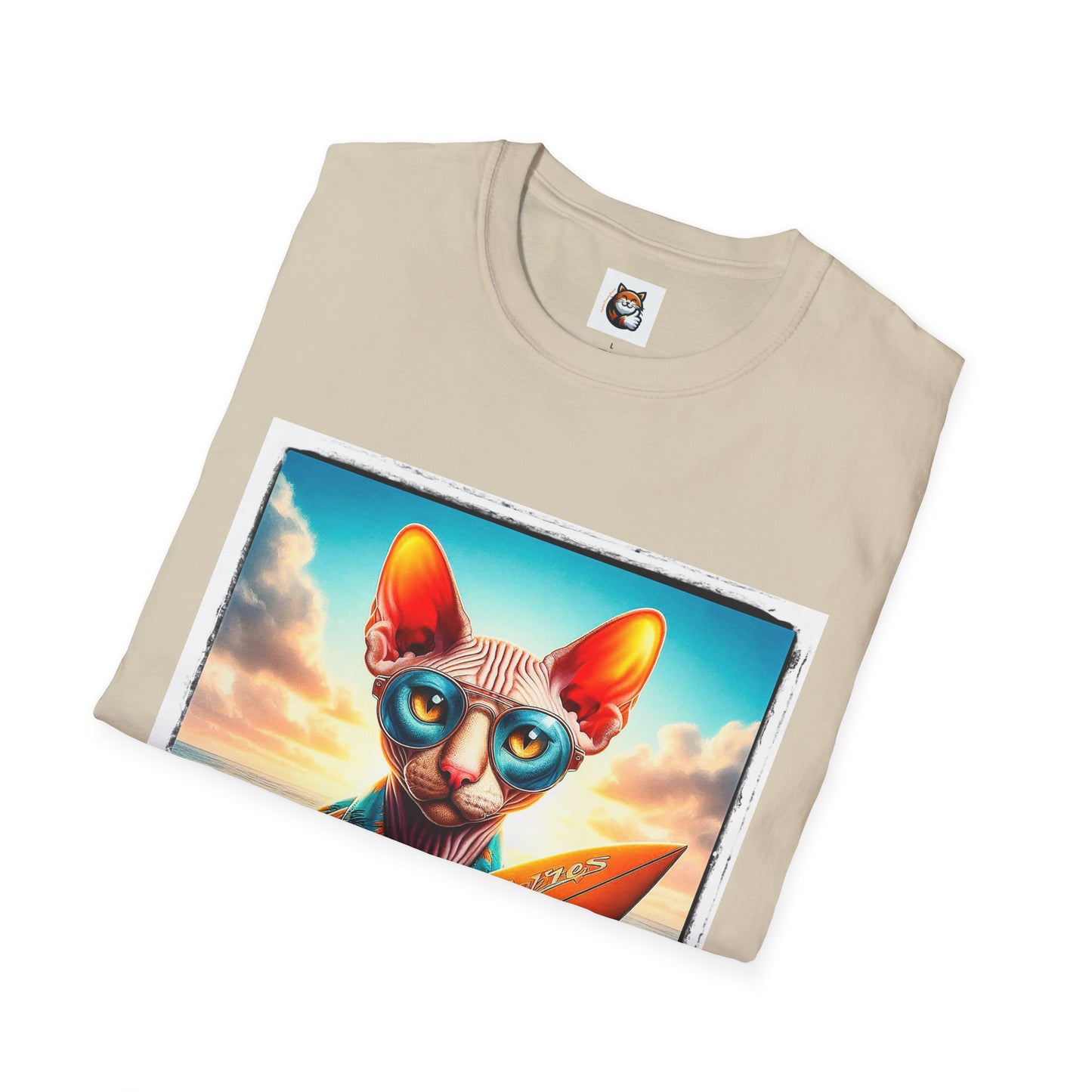 Cornish Rex Cat beach surfer  T-Shirt
