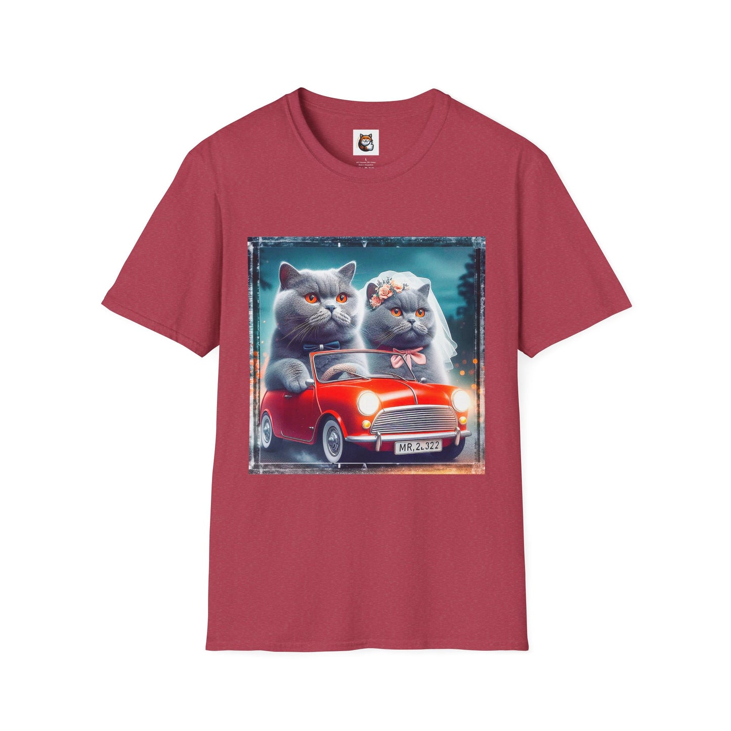 Wacky British Shorthair tiny red car Softstyle T-Shirt