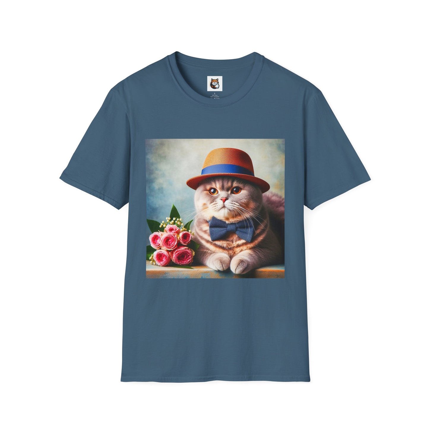 British Shorthair  hat and bow Unisex Softstyle T-Shirt