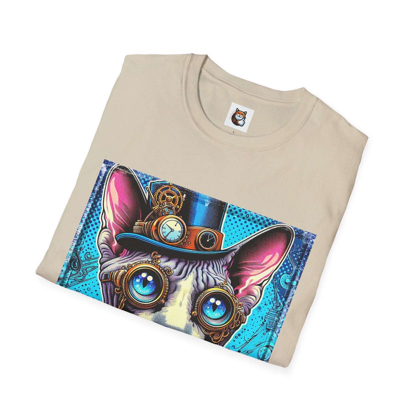 Devon Rex steam punk  Unisex Softstyle T-Shirt