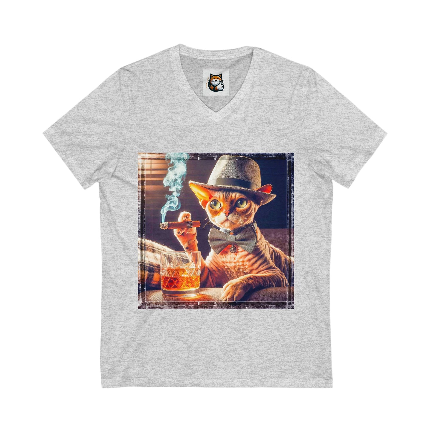 Devon Rex whiskey and cigars  Jersey Short Sleeve V-Neck Tee