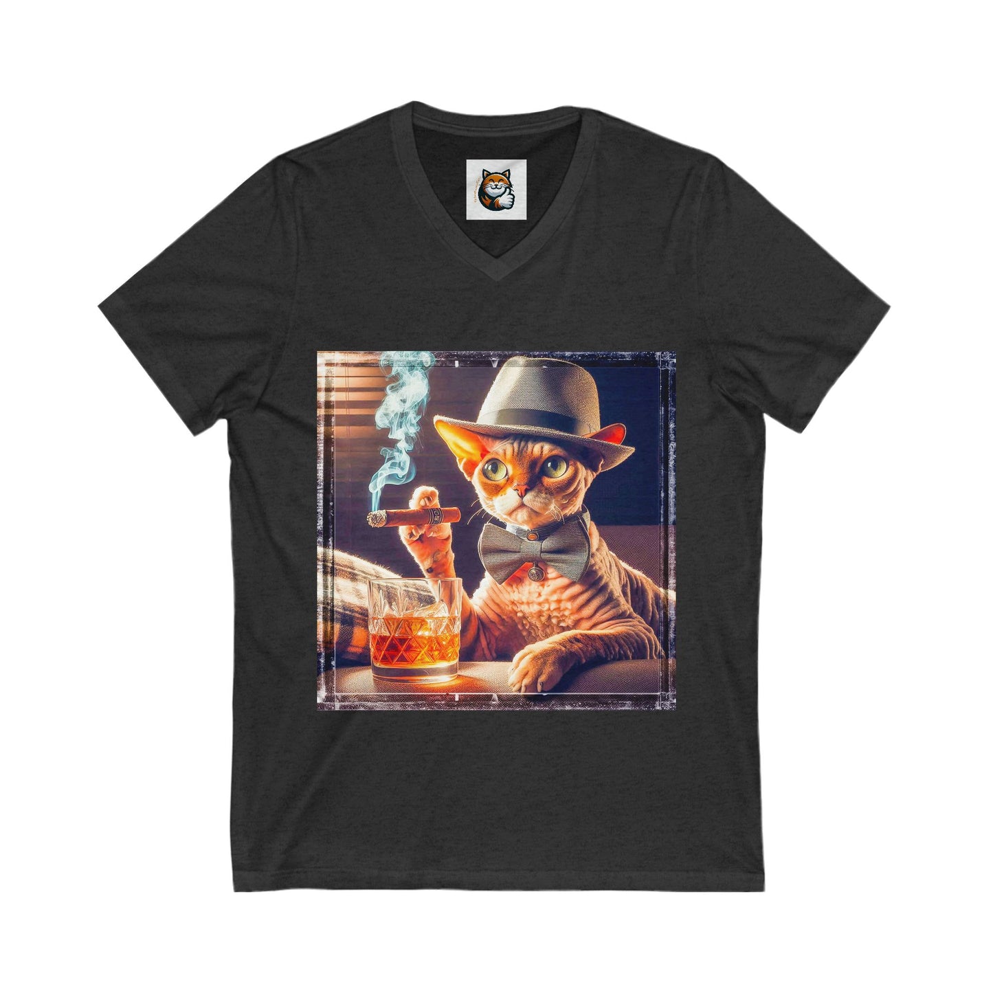 Devon Rex whiskey and cigars  Jersey Short Sleeve V-Neck Tee