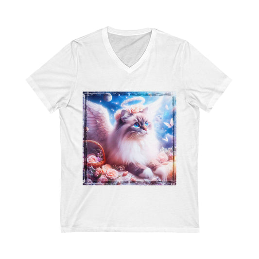 Ragdoll Cat Unisex Jersey Short Sleeve V-Neck Tee
