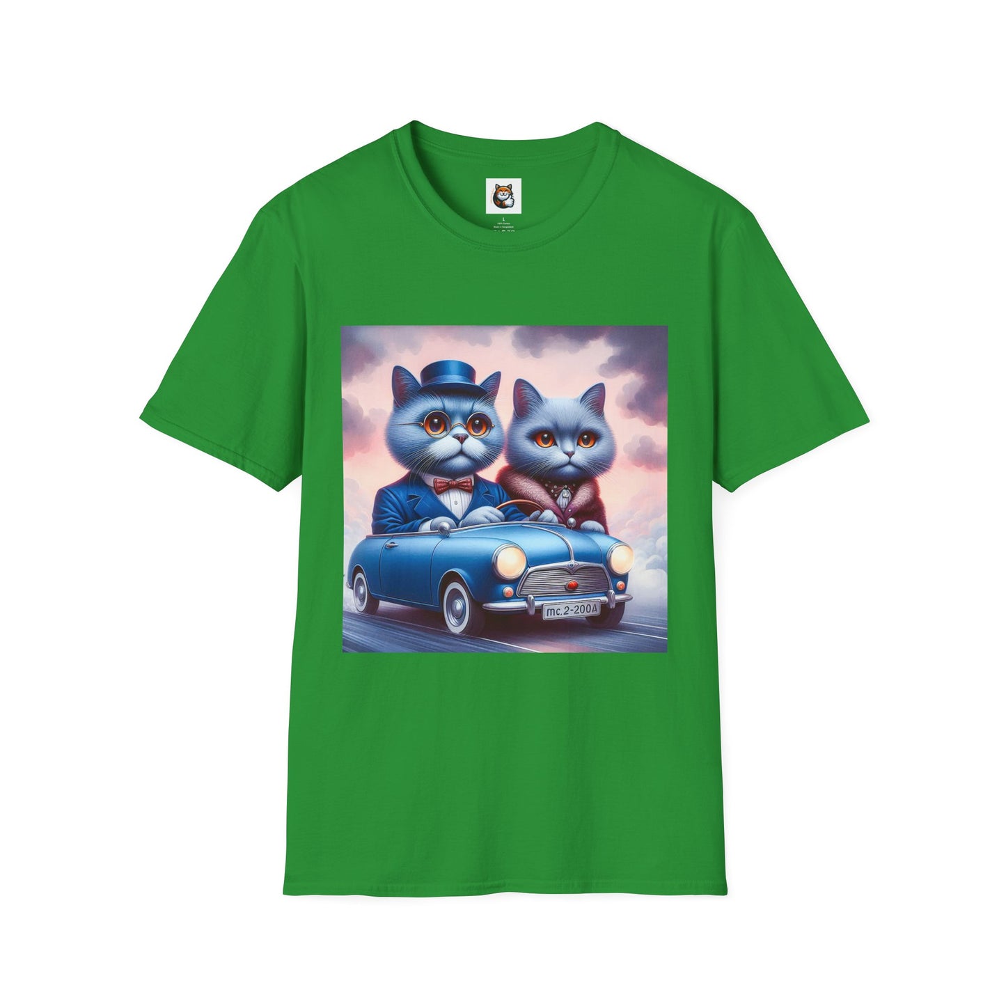 Russian Blue Cat tiny car  T-Shirt