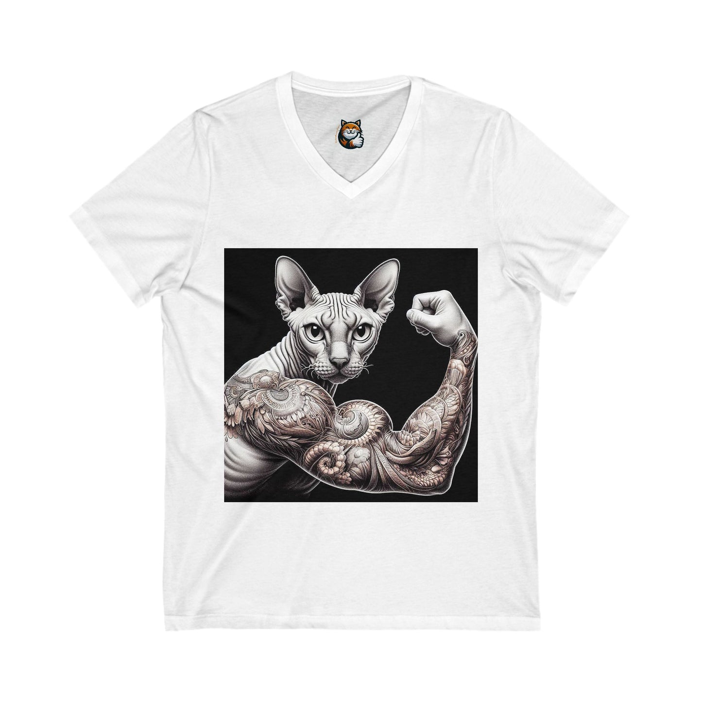 Cornish Rex Cat Unisex Jersey Short Sleeve V-Neck Tee