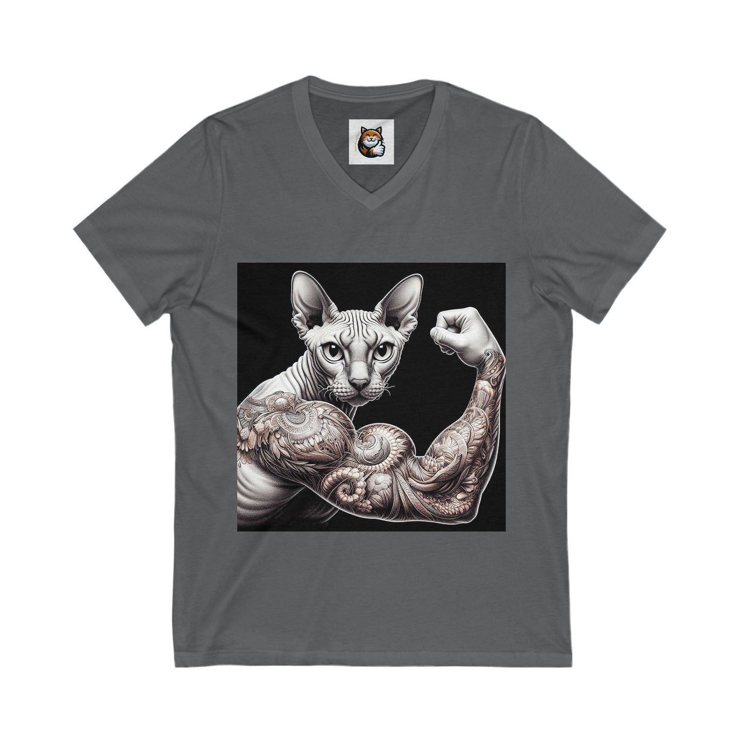 Cornish Rex Cat Unisex Jersey Short Sleeve V-Neck Tee