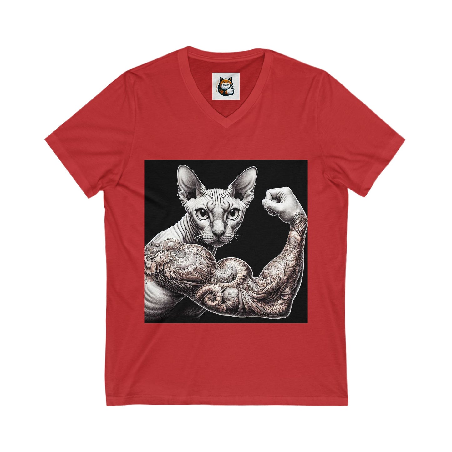Cornish Rex Cat Unisex Jersey Short Sleeve V-Neck Tee