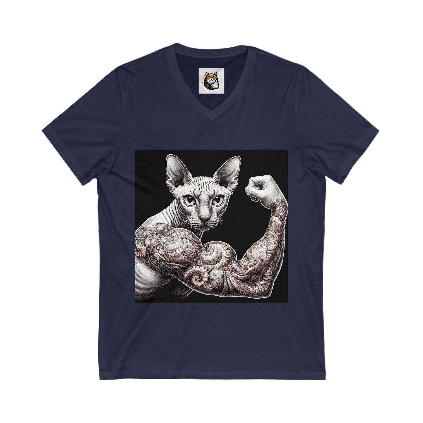 Cornish Rex Cat Unisex Jersey Short Sleeve V-Neck Tee