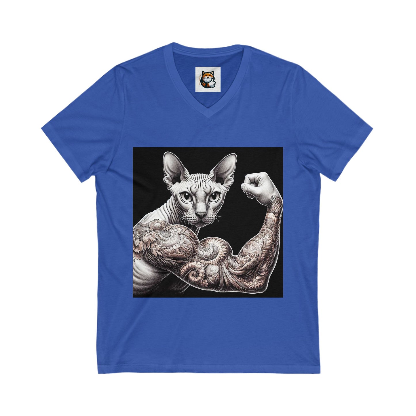 Cornish Rex Cat Unisex Jersey Short Sleeve V-Neck Tee
