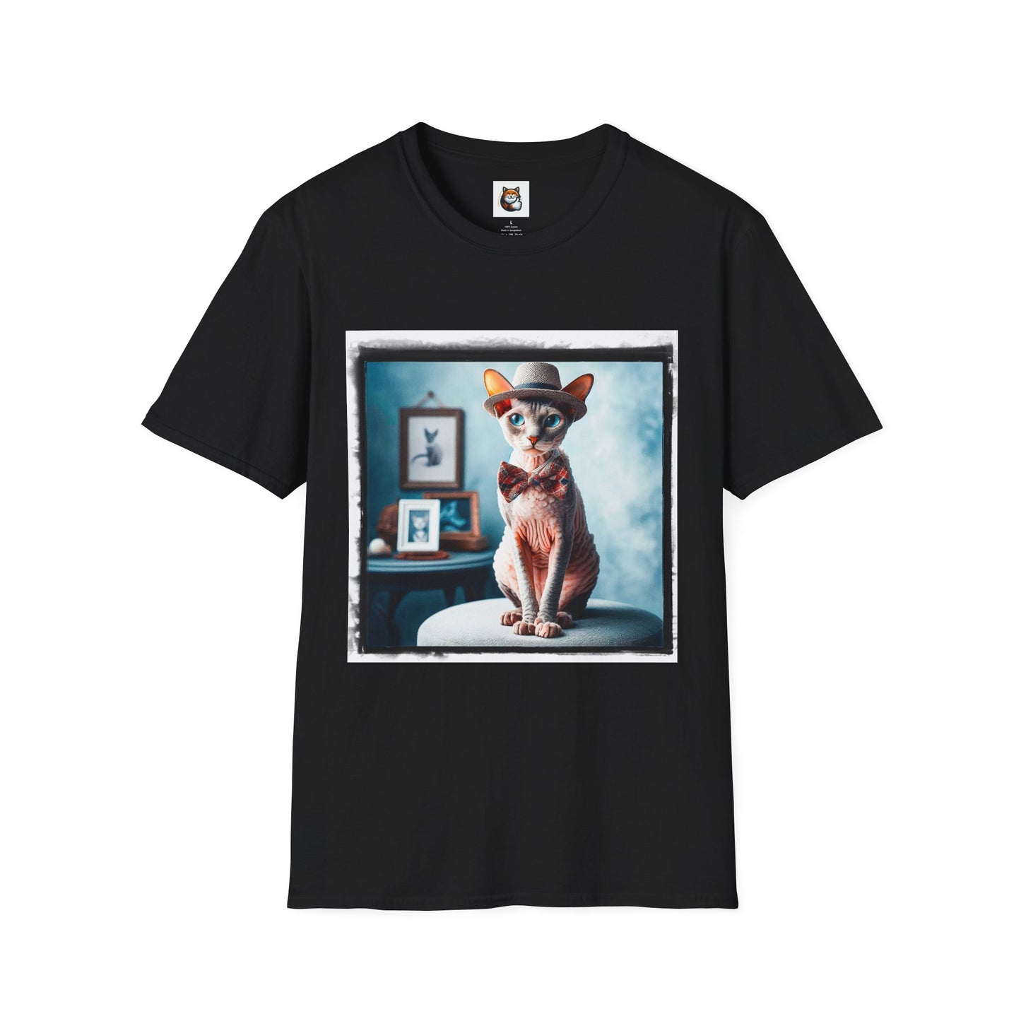 Cornish Rex Cat hat and bow tie Softstyle T-Shirt