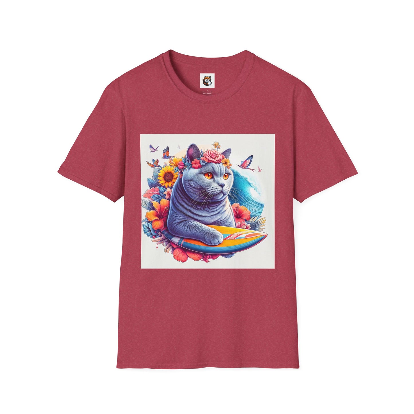 British Shorthair surf board Softstyle T-Shirt