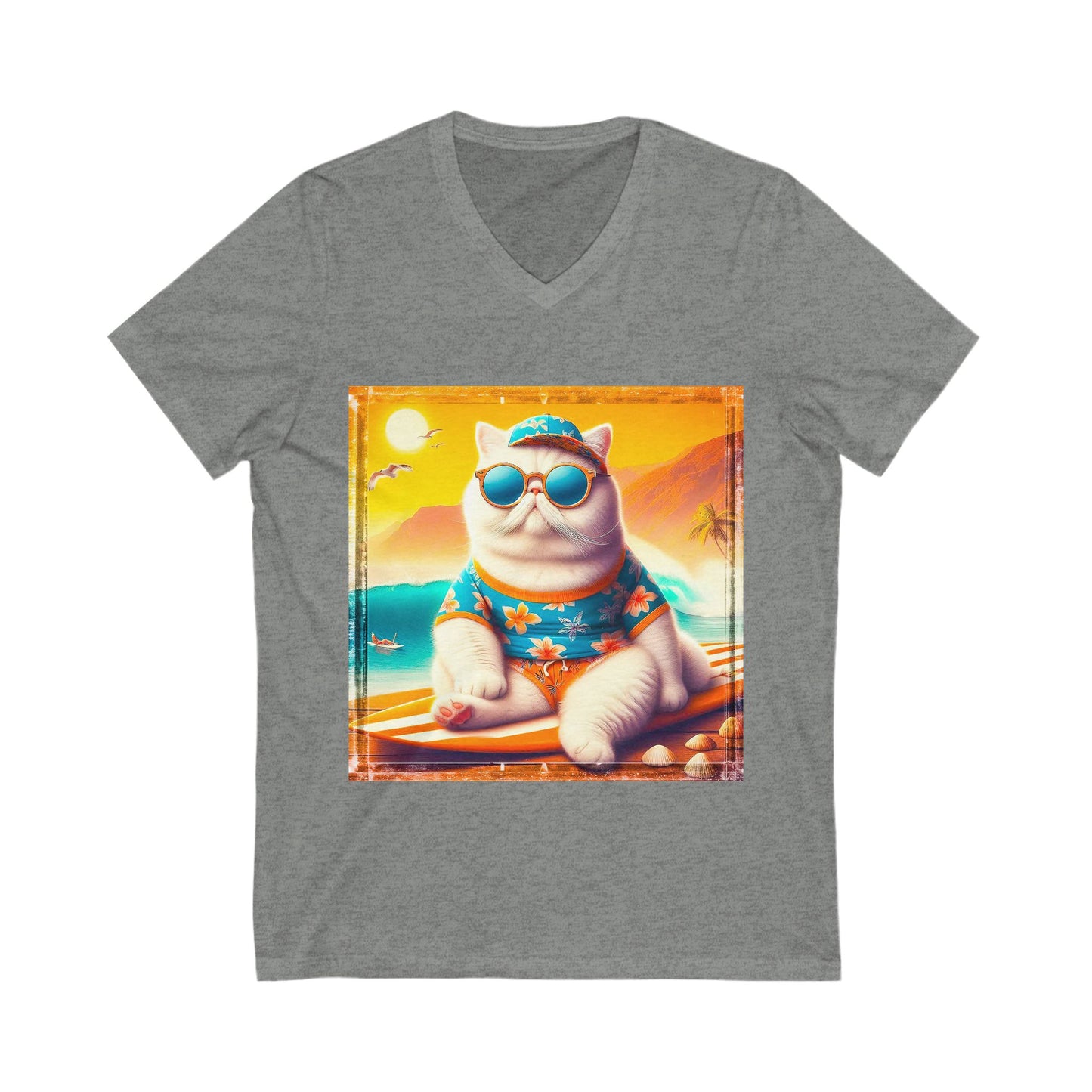 Exotic Shorthair Cat Unisex Jersey Short Sleeve V-Neck Tee