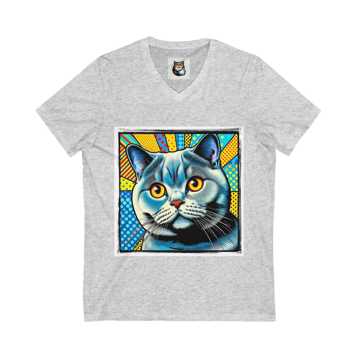 British Shorthair Unisex Jersey Short Sleeve V-Neck Tee