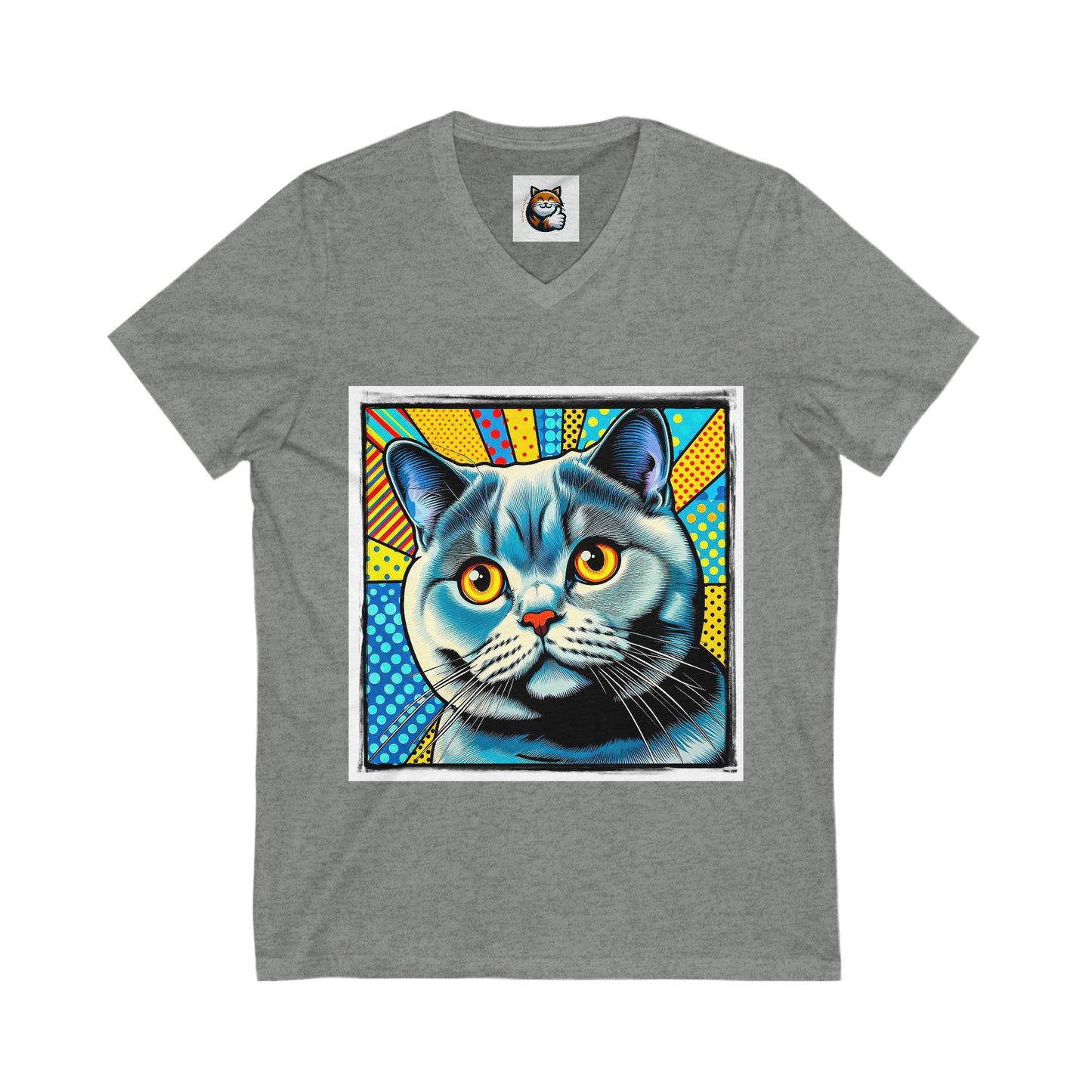 British Shorthair Unisex Jersey Short Sleeve V-Neck Tee