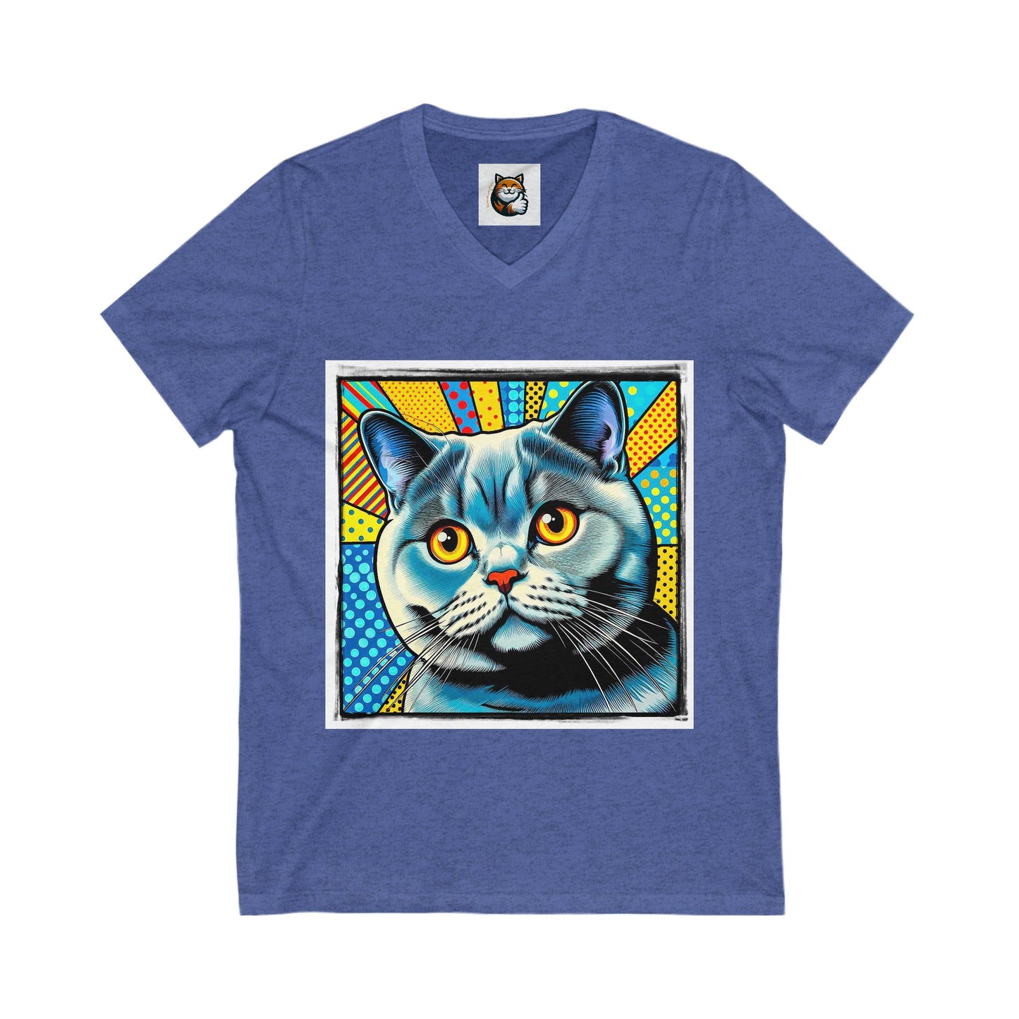 British Shorthair Unisex Jersey Short Sleeve V-Neck Tee